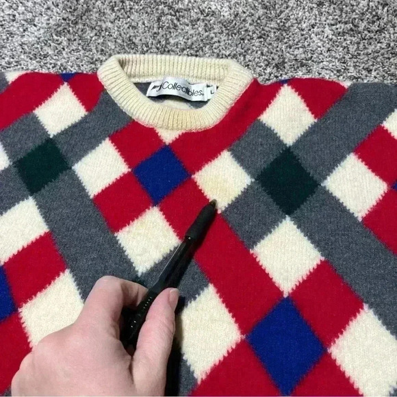 VINTAGE Argyle Sweater Women’s Large Preppy- See Note- Flawed - Picture 6 of 10